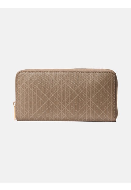 Billetera Beige Larga Con Estampado De Emblema Calvin Klein