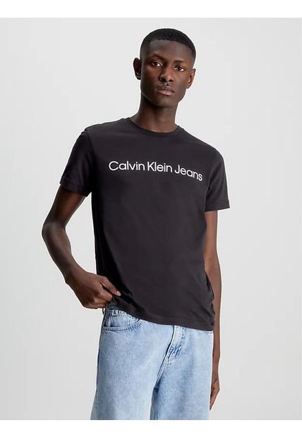 Camiseta Con Logo Hombre Negro