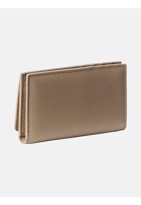 Tarjetero Beige De Cuero Texturizado Con Emblema Calvin Klein
