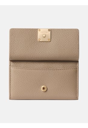 Tarjetero Beige De Cuero Texturizado Con Emblema Calvin Klein