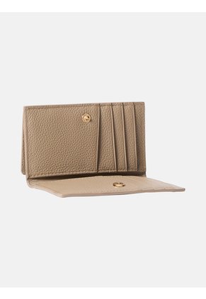 Tarjetero Beige De Cuero Texturizado Con Emblema Calvin Klein