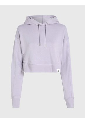Buzo Morado Con Gorro Cropped Holgada Para Mujer Calvin Klein