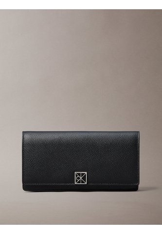 Billetera Negra Larga De Cuero Calvin Klein Calvin Klein