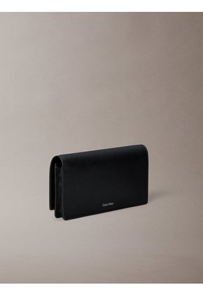 Billetera Negra Larga De Cuero Calvin Klein