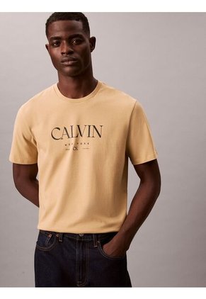 Camiseta Amarilla Con Gráfico De Logo Calvin Klein