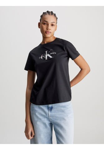 Camiseta Negra Regular Con Monologo Diffused Para Mujer Calvin Klein Calvin Klein