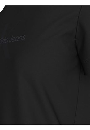 Camiseta Negra Regular Con Monograma Brillante Calvin Klein