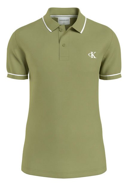 Polo Slim Con Ribete En Contraste Calvin Klein