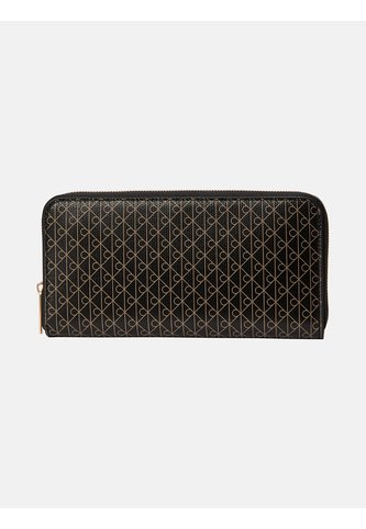 Billetera Negra Larga Con Estampado De Emblema Calvin Klein Calvin Klein