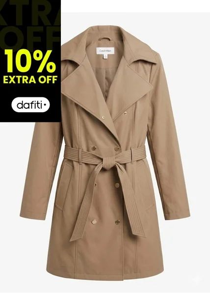 Chaqueta Gris Trench Softshell De Doble Botonadura Calvin Klein
