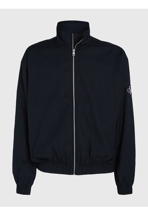 Rompe Viento Negro Relaxed De Algodón Con Cremallera Calvin Klein