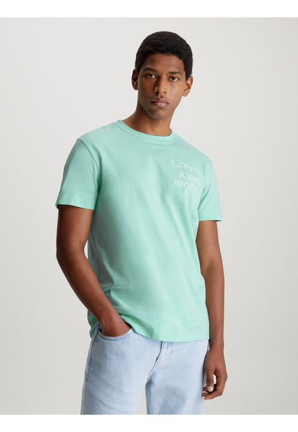 Camiseta Verde Diffused De Algodón Calvin Klein