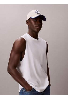 Gorra Beige Con Logo De Felpa Calvin Klein