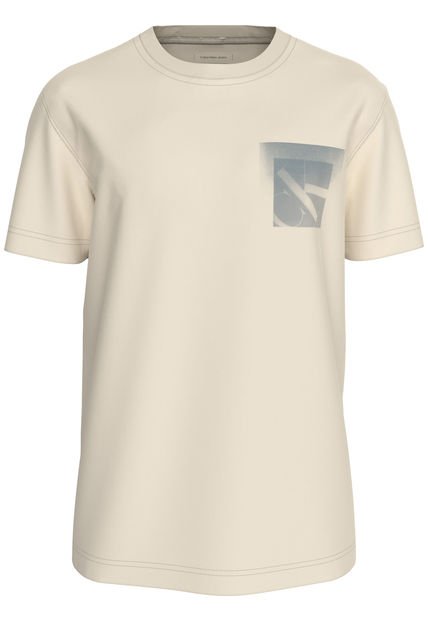 Camiseta Beige Suave Con Monograma En Caja Calvin Klein