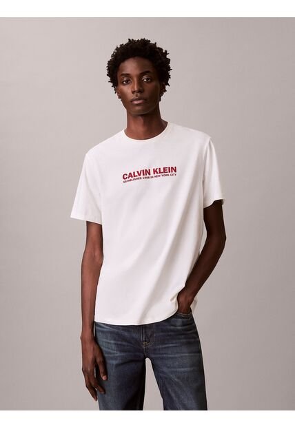 Camiseta Blanca Con Estampado De Logo Calvin Klein