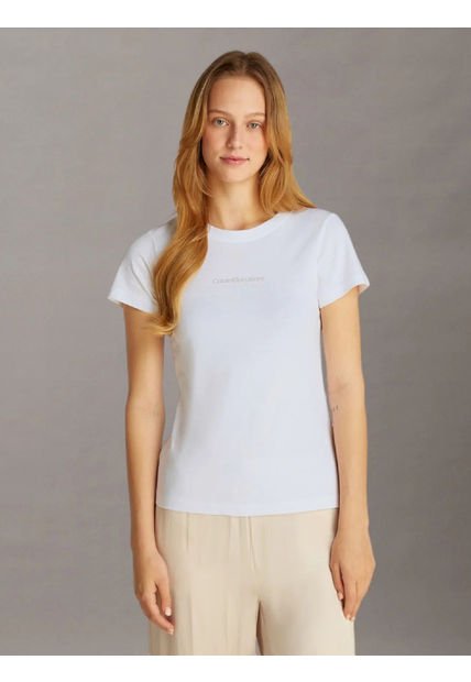 Camiseta Blanca Slim Con Logo Calvin Klein