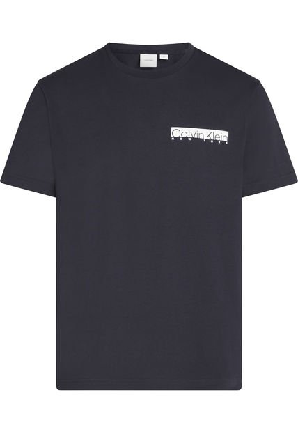Camiseta Azul Con Logotipo En Caja Calvin Klein