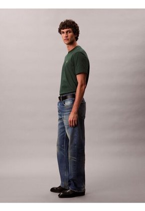 Camiseta Verde Regular De Manga Corta Con Monograma Bordado Calvin Klein