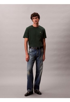 Camiseta Verde Regular De Manga Corta Con Monograma Bordado Calvin Klein