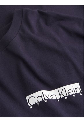 Camiseta Azul Con Logotipo En Caja Calvin Klein