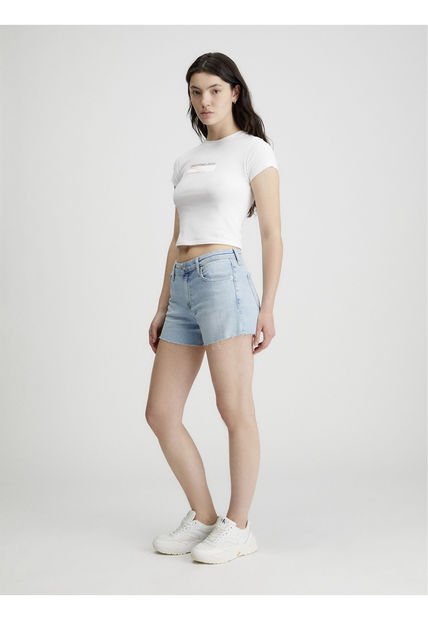 Camiseta Blanca Slim Diffused Box Para Mujer Calvin Klein