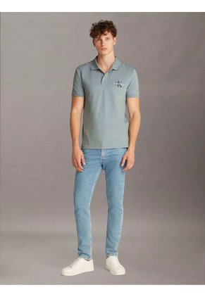 Polo Azul Con Monograma Calvin Klein