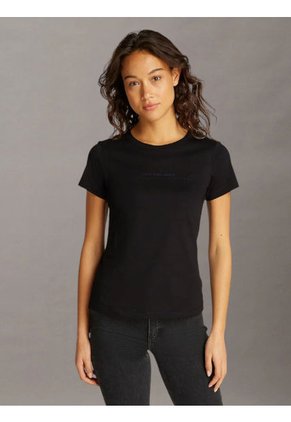 Camiseta Negra Slim Con Logo Calvin Klein