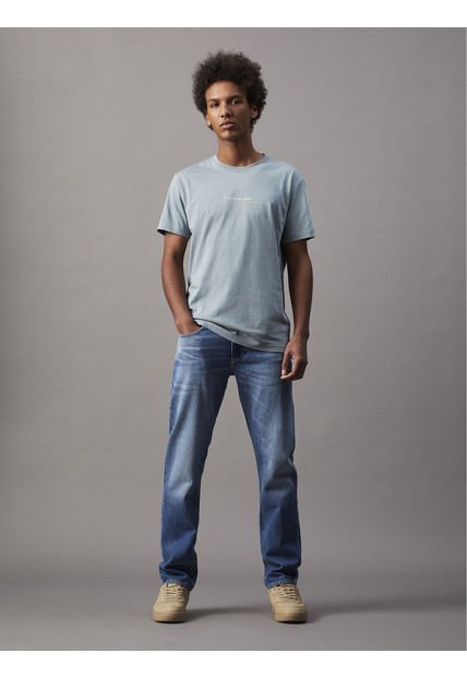 Camiseta Azul Con Logo Pequeño Calvin Klein