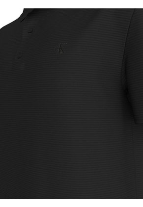Polo Negro Textured Con Monograma Calvin Klein