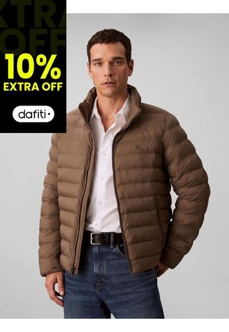 Chaqueta Chocolate Puffer De Peso Medio Con Capota Y Cierre De Cremallera Calvin Klein Calvin Klein