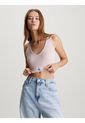 Crop Top Rosado Cropped Slim De Canalé Algodón Para Mujer Calvin Klein de Calvin Klein