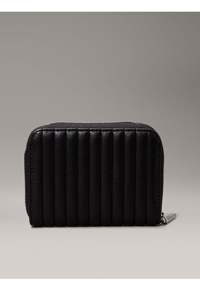 Billetera Negra Acolchada Con Cremallera En El Contorno Calvin Klein