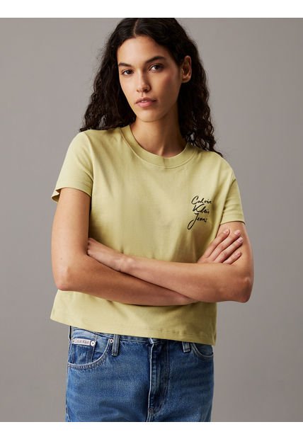 Camiseta Verde Slim Con Logo Calvin Klein