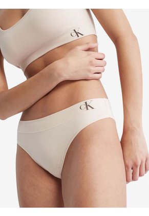 Pantie Tipo Bikini Beige Con Logo Calvin Klein