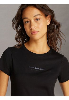 Camiseta Negra Slim Con Logo Calvin Klein