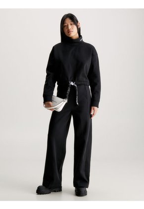 Saco Negro Cropped Con Cuello Alto Calvin Klein