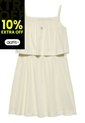 Vestido Blanco Para Niña Texturizado De Tirantes Y Capas Calvin Klein de Calvin Klein