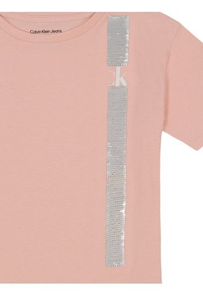 Camiseta Con Cuello Redondo Niña Rosado Calvin Klein