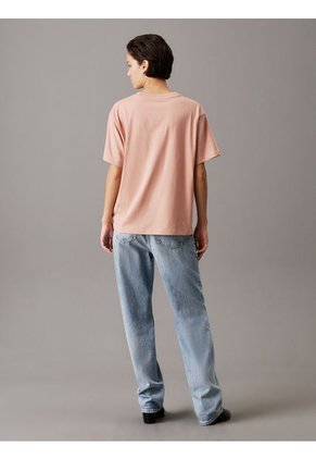 Camiseta Beige Holgada Con Monograma Calvin Klein