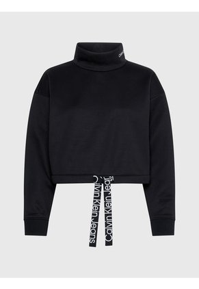 Saco Negro Cropped Con Cuello Alto Calvin Klein