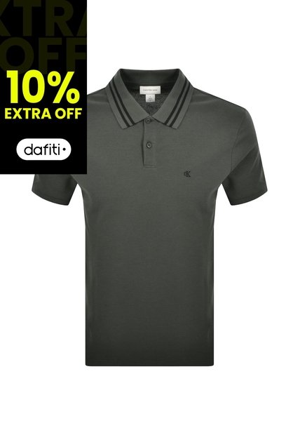 Polo Gris De Piqué Con Ribetes En Contraste Calvin Klein