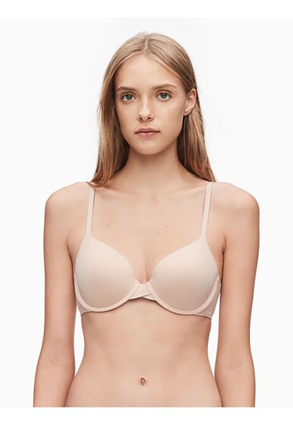 Brassier Beige Microfibra Lightly Forrada Calvin Clein