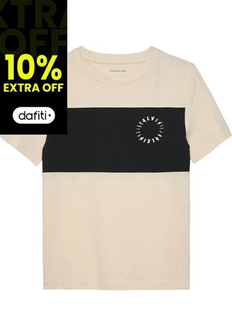 Camiseta Blanca Para Niño De Manga Corta Con Diseño De Bloques De Color Calvin Klein Calvin Klein