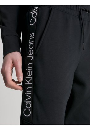 Pantalón De Chándal Holgado Con Logo Tape Mujer Negro Calvin Klein