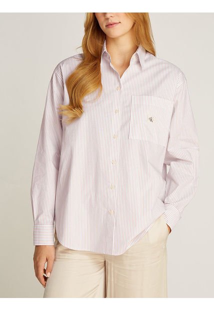 Camisa Rosada Holgada De Popelín De Algodón Calvin Klein