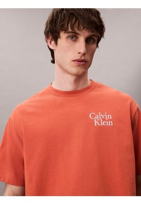 Camiseta Roja Holgada Con Logo Gráfico Con Letras Calvin Klein