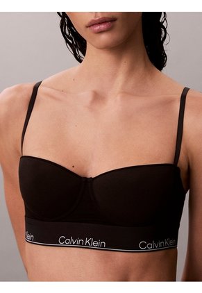 Brasier Negro Largo Balconette Con Forro Ligero - Icon Cotton Modal Calvin Klein