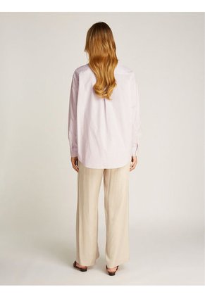 Camisa Rosa Holgada De Rayas De Popelín En Algodón Calvin Klein