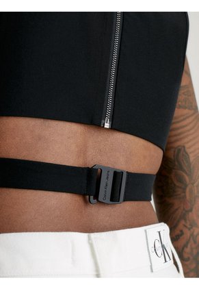 Crop Top Negro Con Recorte Y Cierre En La Espalda Para Mujer Calvin Klein