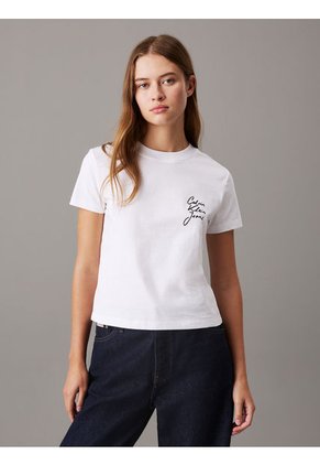 Camiseta Blanca Slim Con Logo Calvin Klein